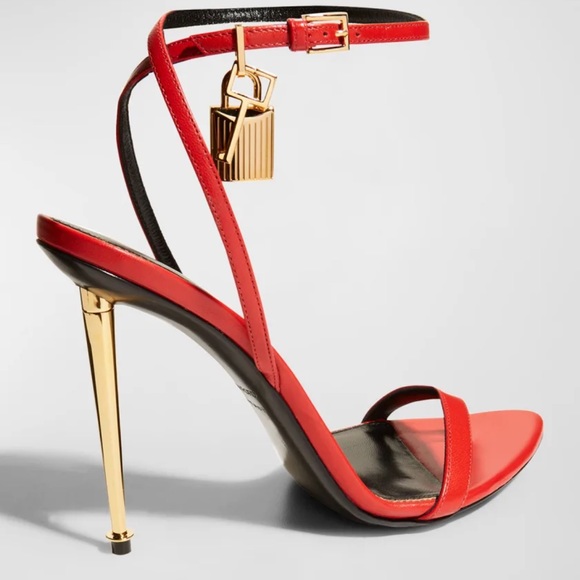 TOM FORD RED PADLOCK STILETTO HEELS - Picture 4 of 5